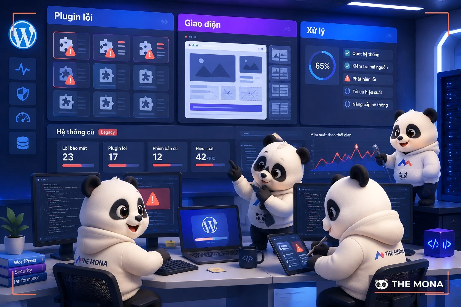 Gấu MONA kiểm tra plugin và theme WordPress lỗi