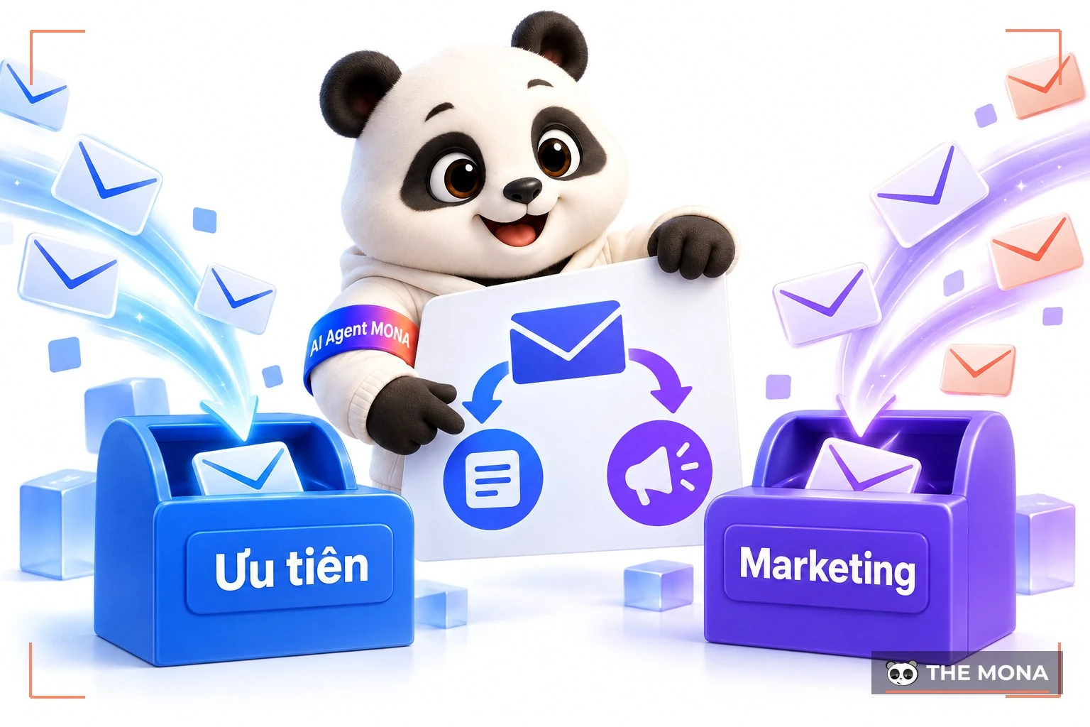gấu mona phân luồng email giao dịch marketing