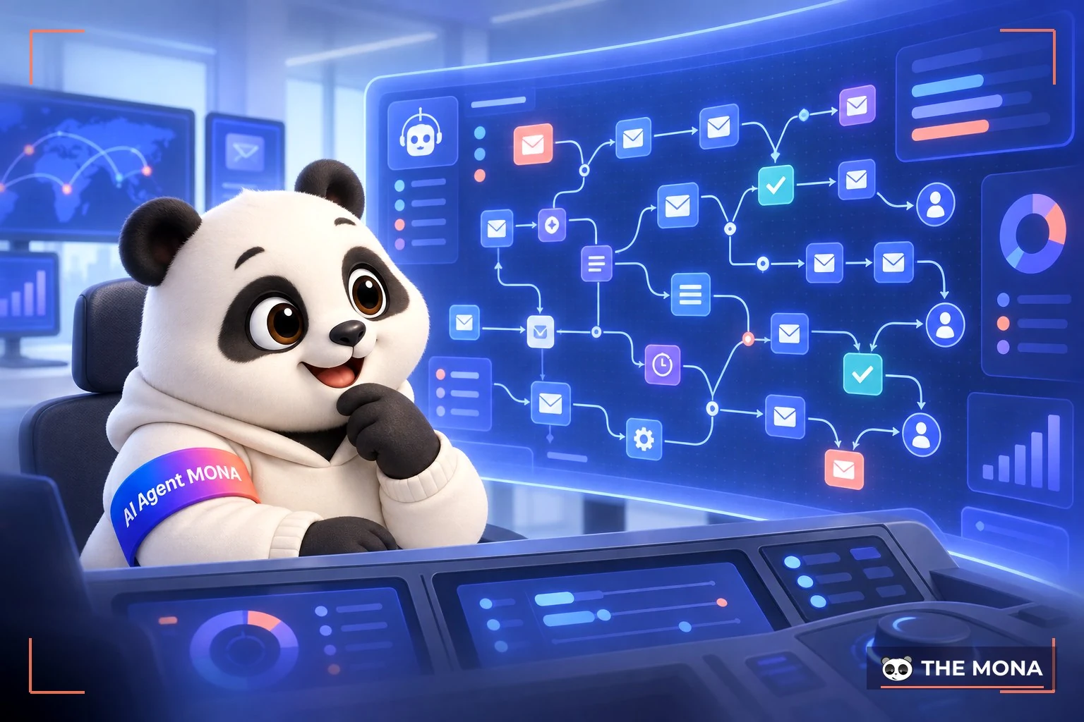 gấu mona quản lý luồng thông báo email