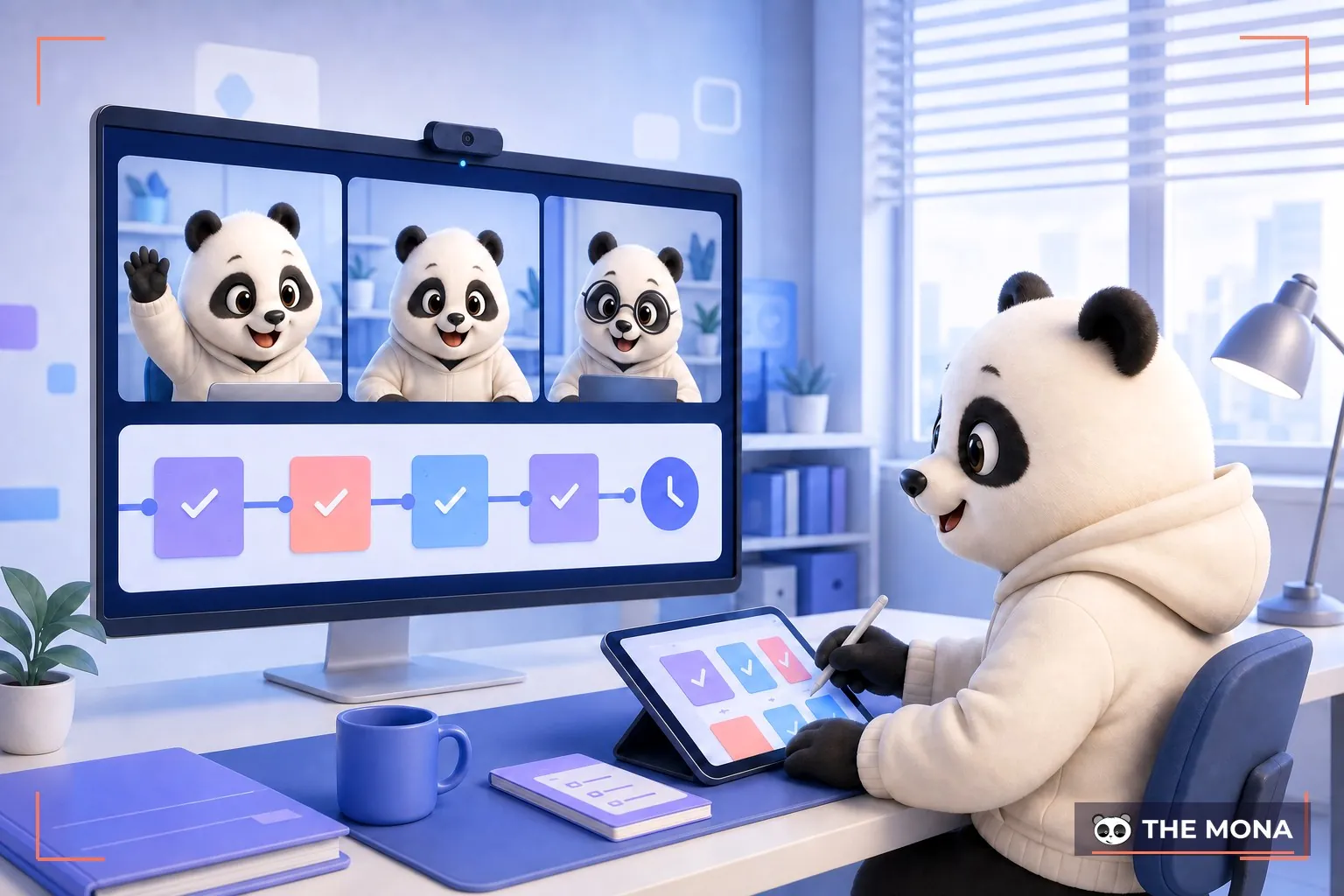 Gấu MONA làm remote job cùng đội ngũ từ xa