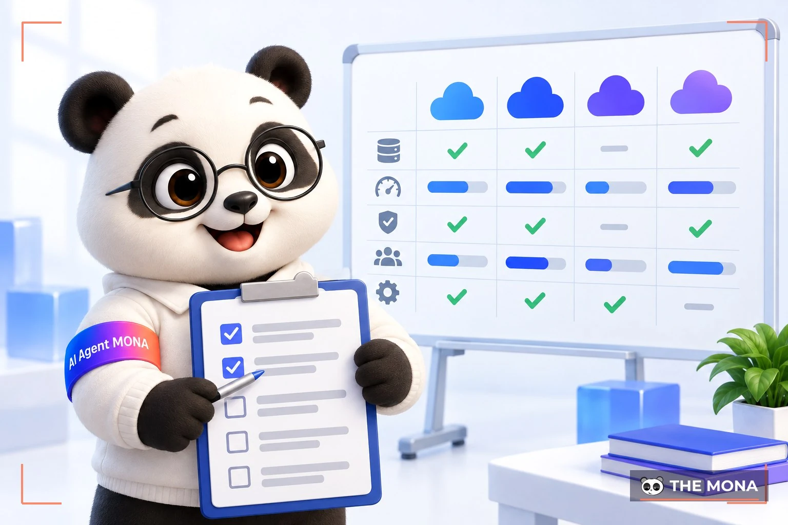 Gấu MONA trí thức giải đáp câu hỏi trên bảng trắng