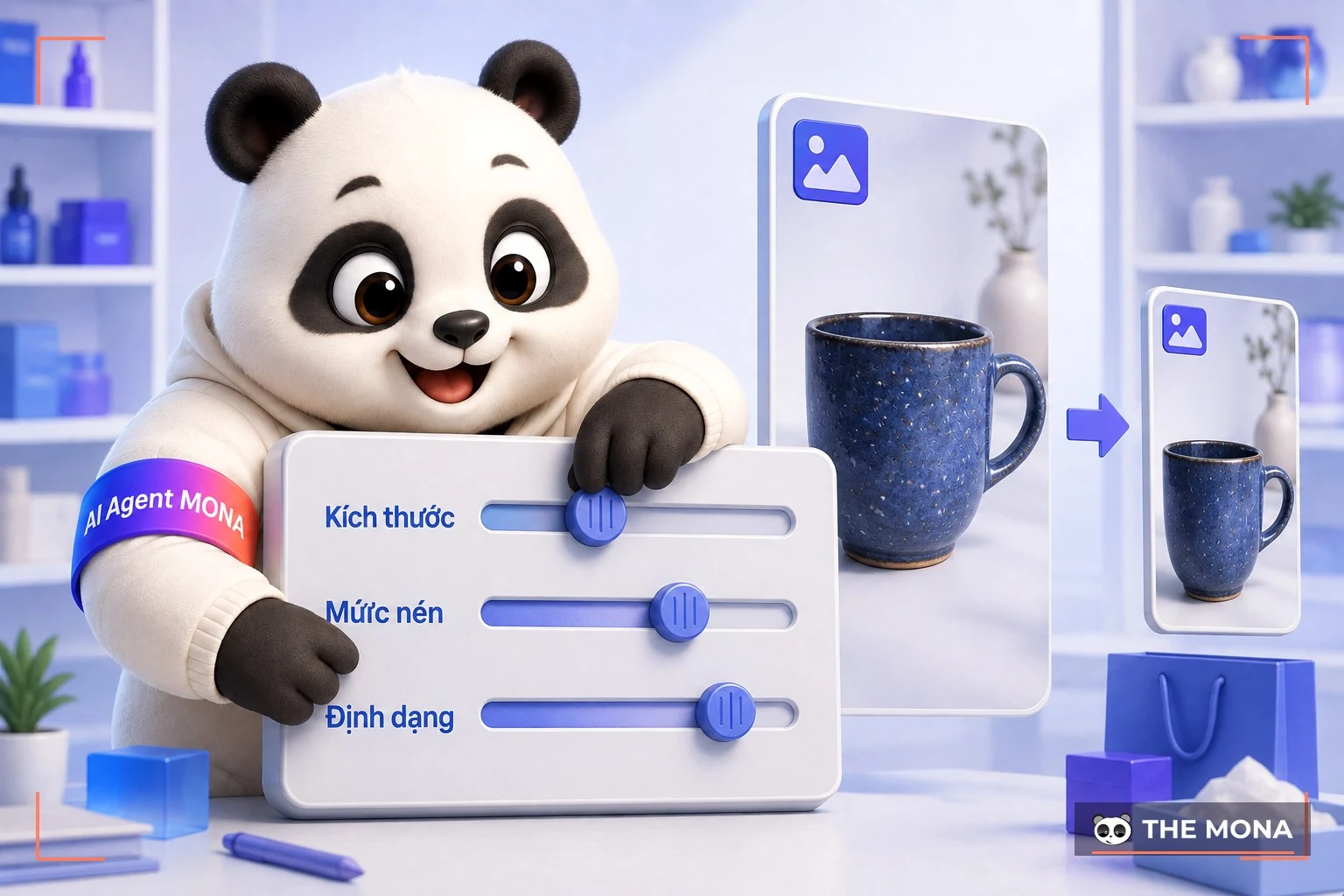 gấu mona chỉnh ba thông số nén ảnh