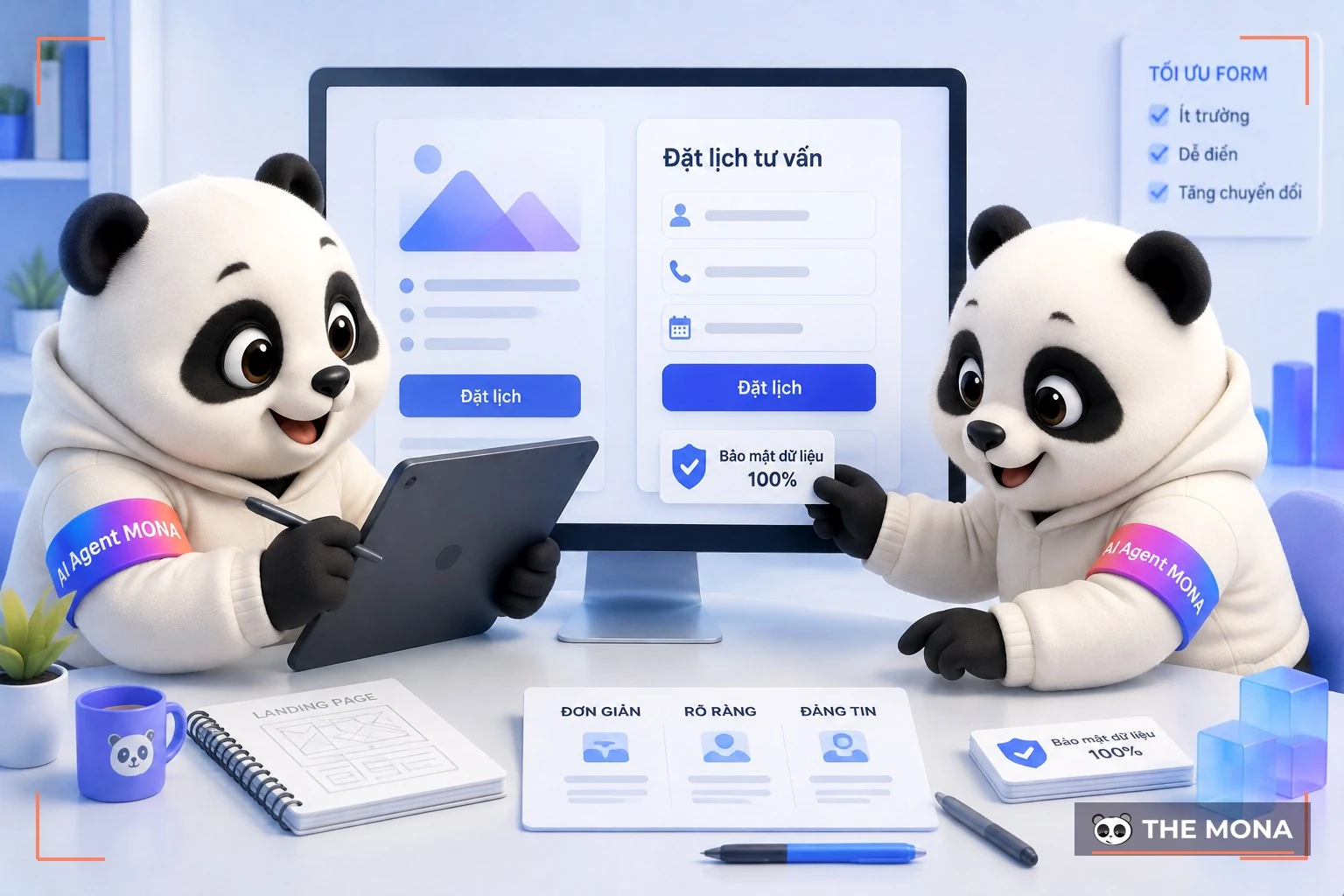 Hai gấu MONA rút gọn biểu mẫu đặt lịch còn ít trường dễ điền