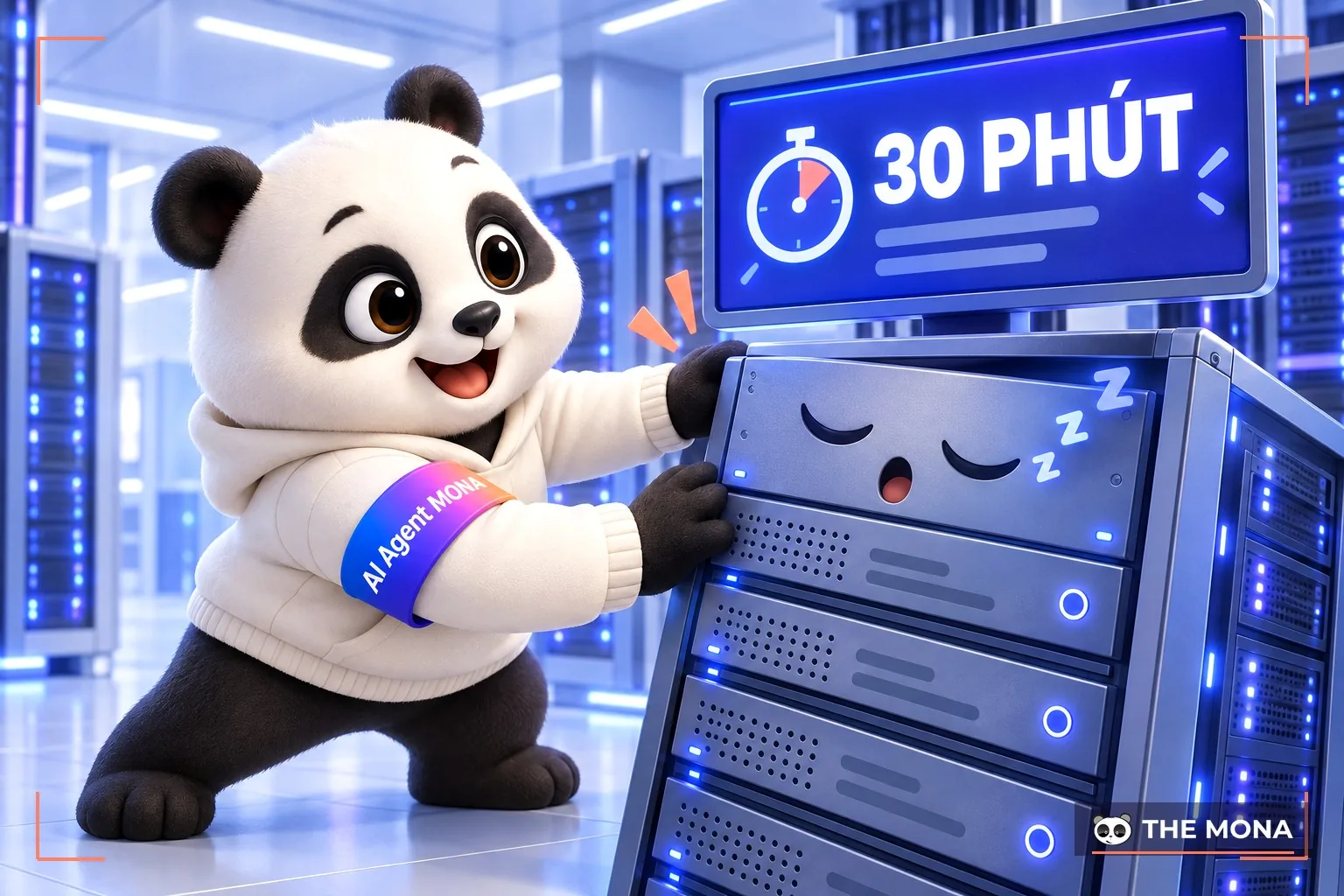 gấu mona gọi máy chủ heroku eco dyno đang ngủ đông dậy
