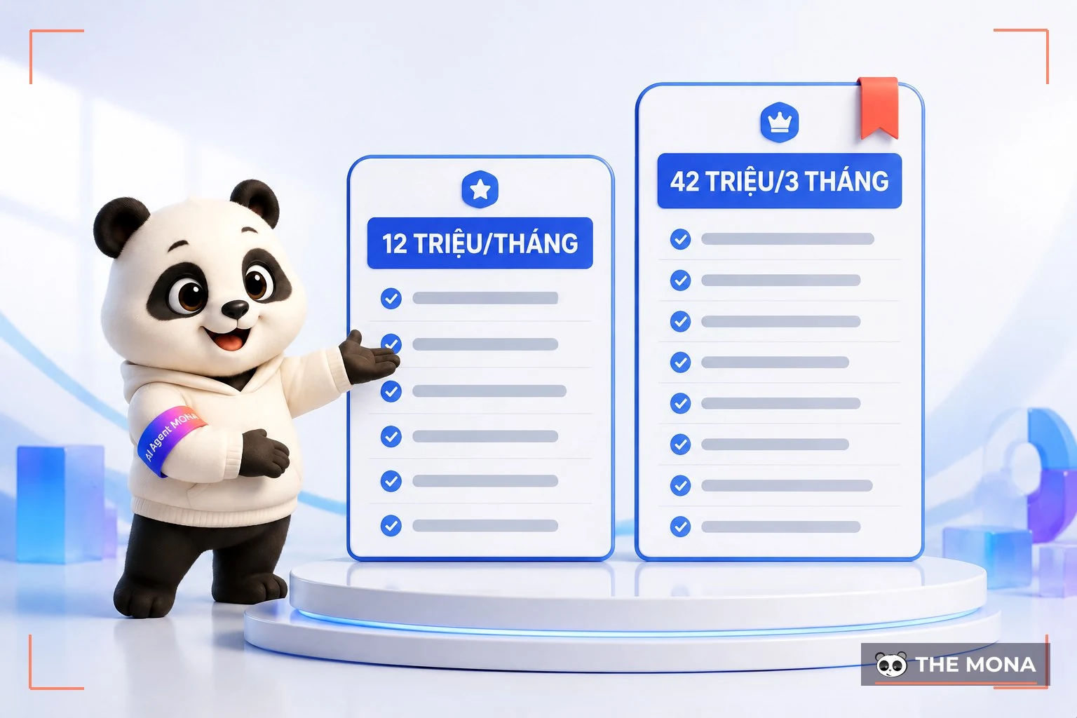 Hai thẻ gói dịch vụ SEO công khai của MONA với mức 12 triệu mỗi tháng và 42 triệu cho 3 tháng