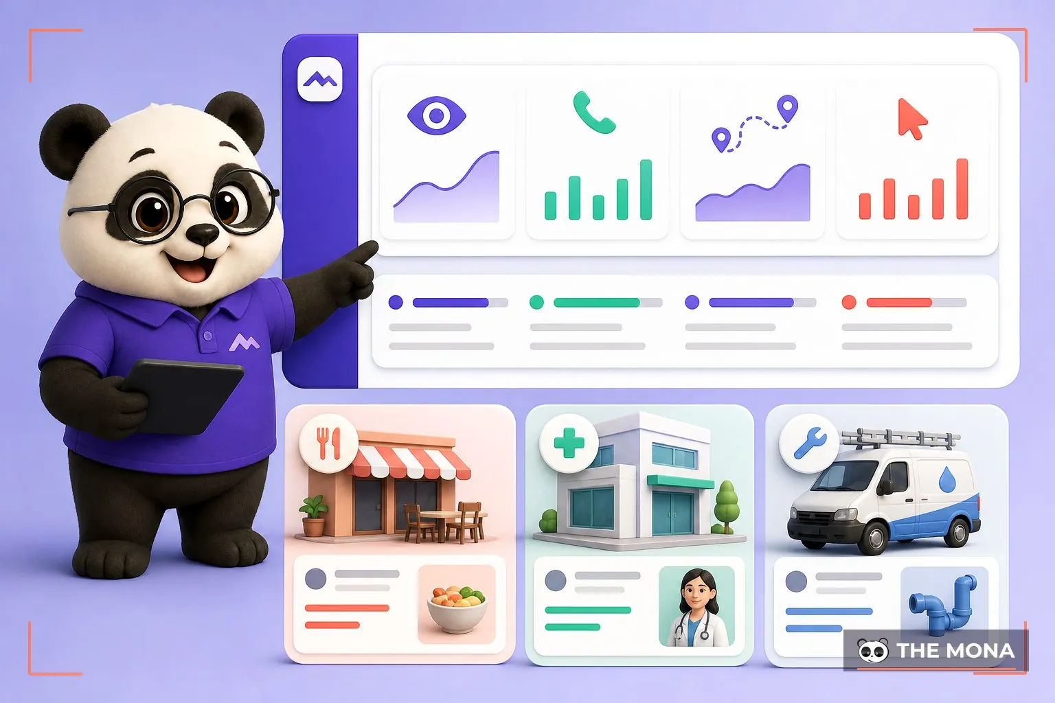 Dashboard hiệu suất Google Business Profile cho ba nhóm ngành