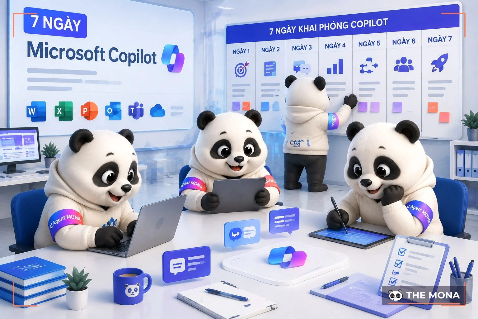 Đội gấu MONA đang thực hiện 7 ngày khai phóng microsoft copilot chuẩn bị gì để tăng tốc văn phòng ngay lập tức trong bối cảnh làm việc thực tế