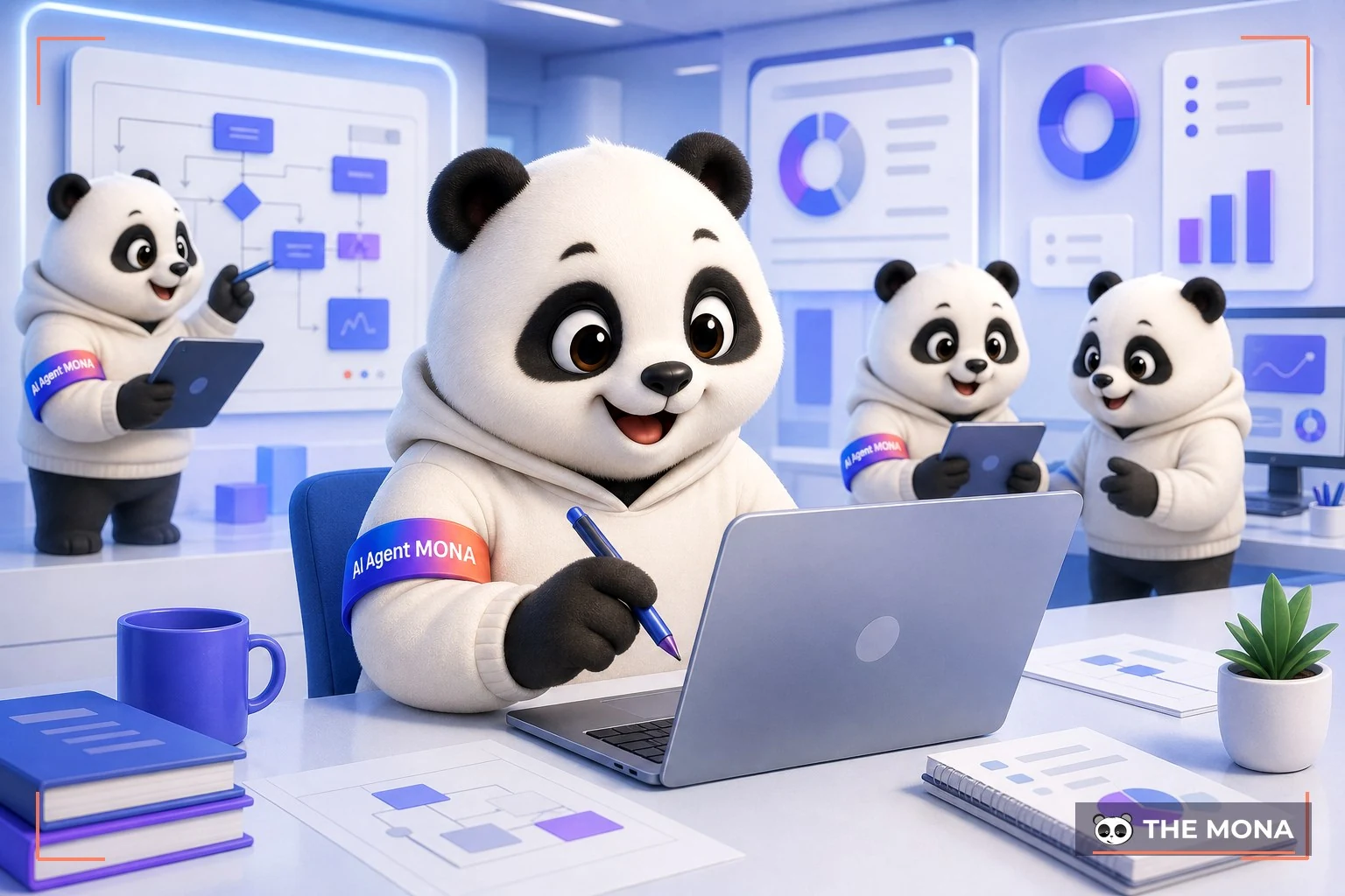 Đội gấu MONA đang thực hiện chiến thuật thả lỏng tự động hóa quy trình làm việc với ideogram trong bối cảnh làm việc thực tế