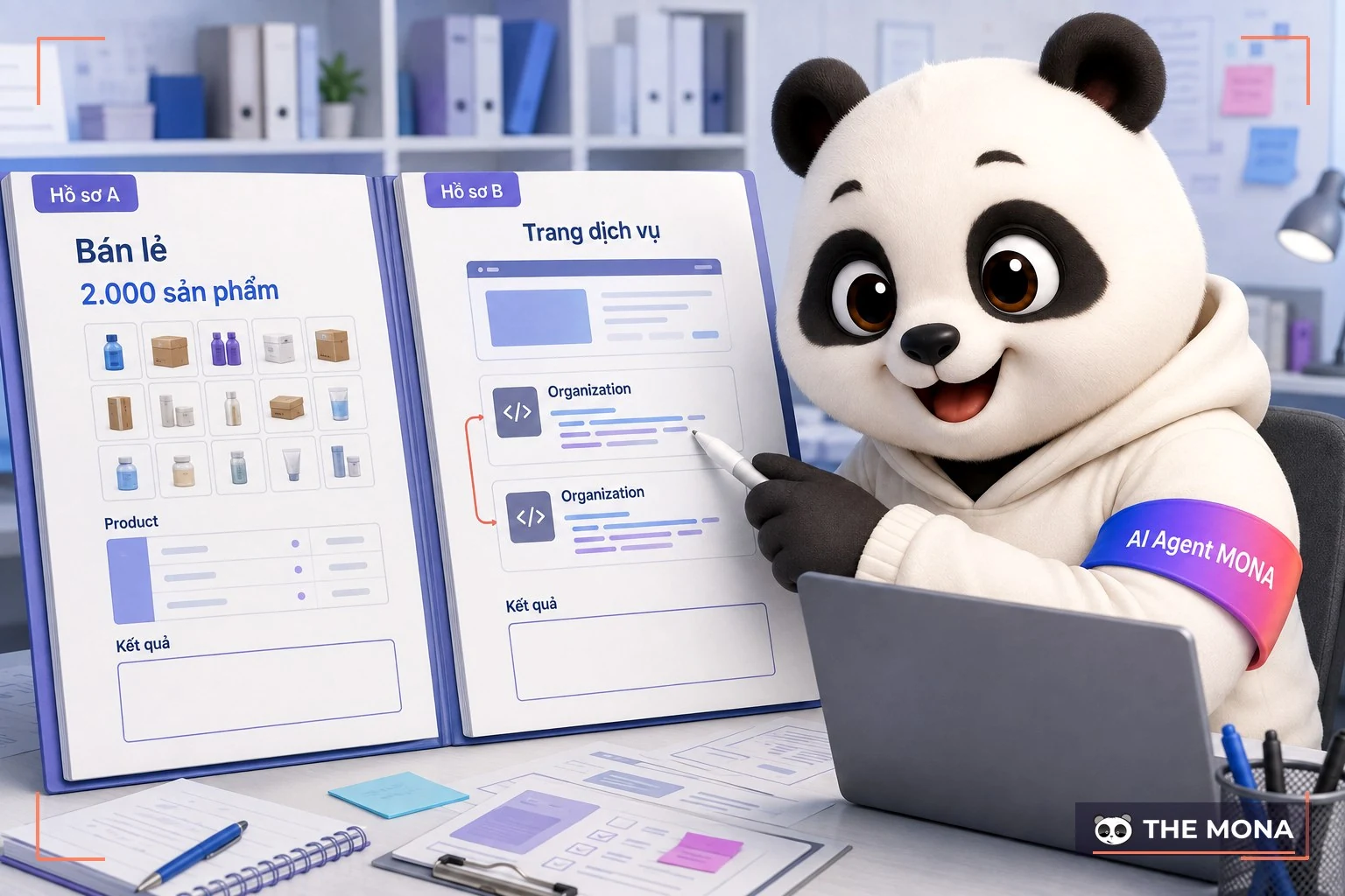 Gấu MONA rà Product và hai khối Organization của hai ca