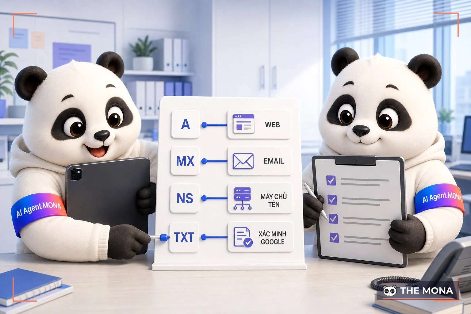 Gấu MONA nối bốn bản ghi DNS với dịch vụ tương ứng