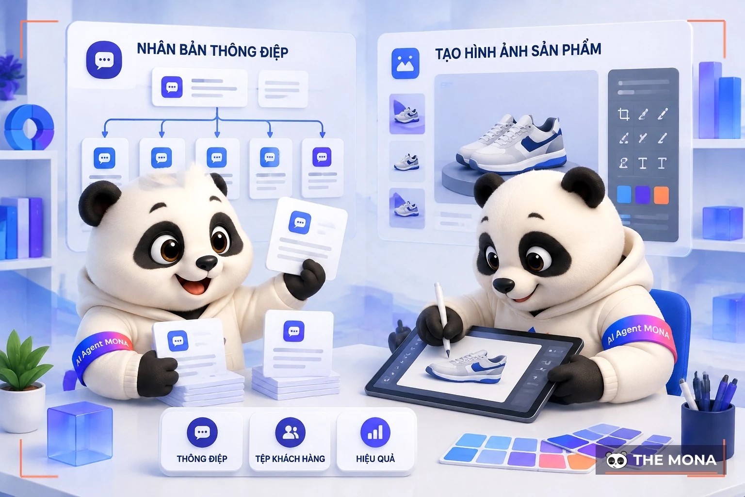 Hai gấu MONA nhân bản thông điệp và tạo hình ảnh sản phẩm