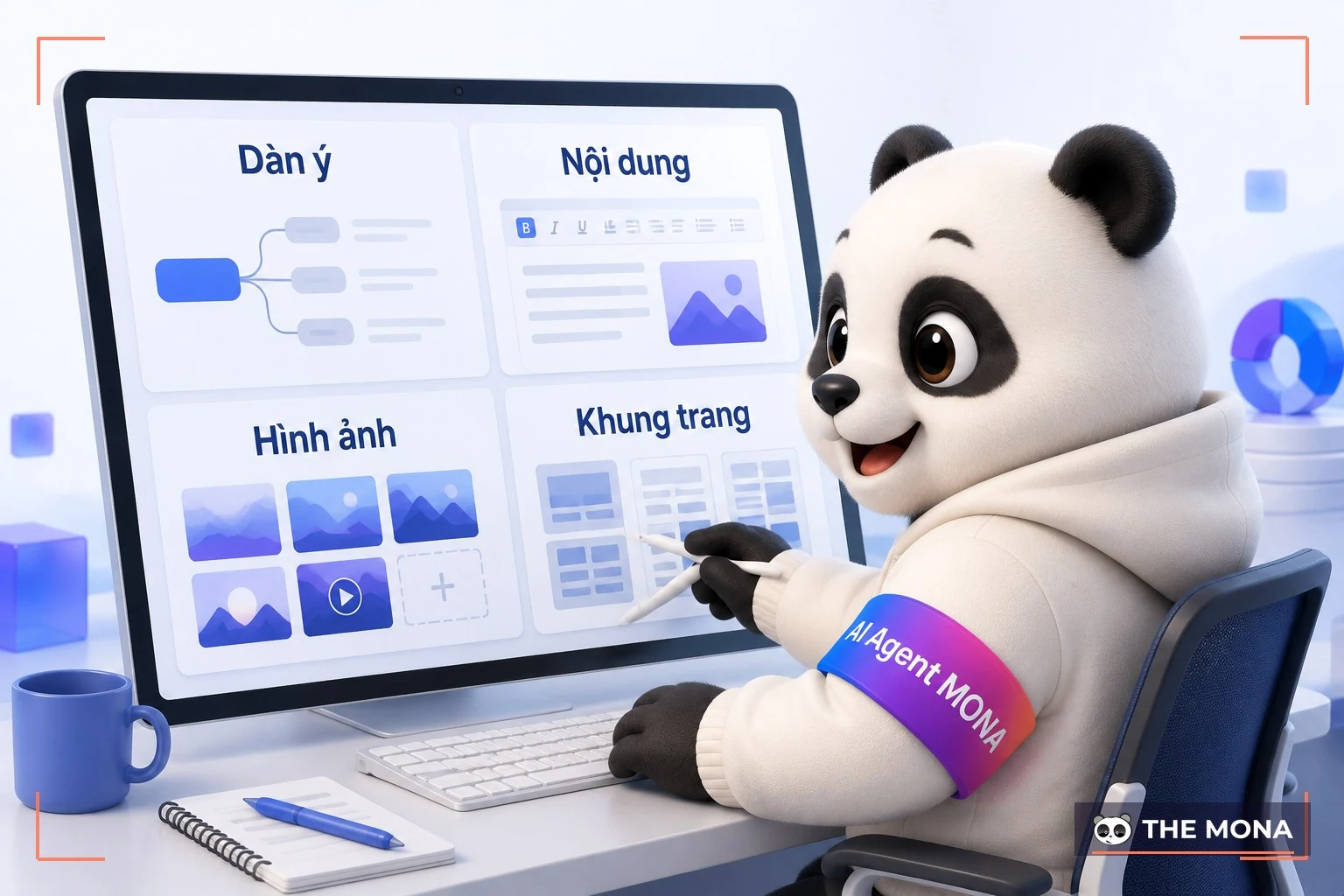 Gấu MONA xem màn hình bốn ô dàn ý, nội dung, hình ảnh, khung trang