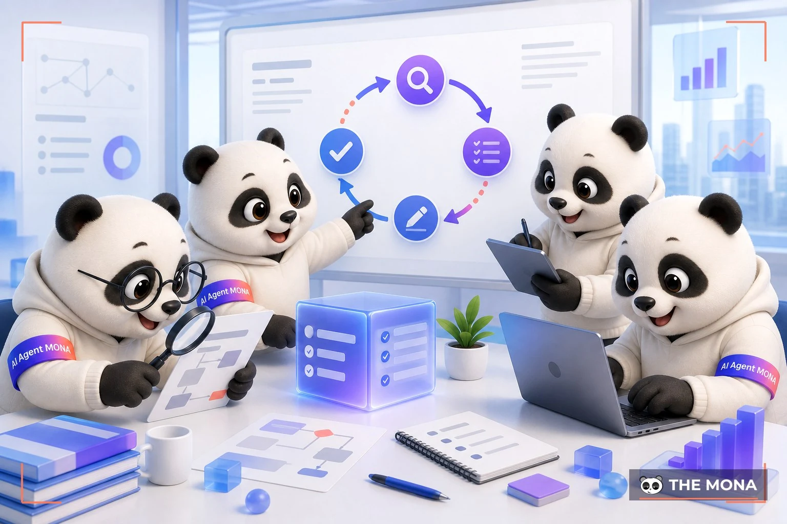Đội gấu MONA đang thực hiện vòng lặp 4r mẹo ép ai tự rà soát và sửa lỗi logic trong kết quả trong bối cảnh làm việc thực tế