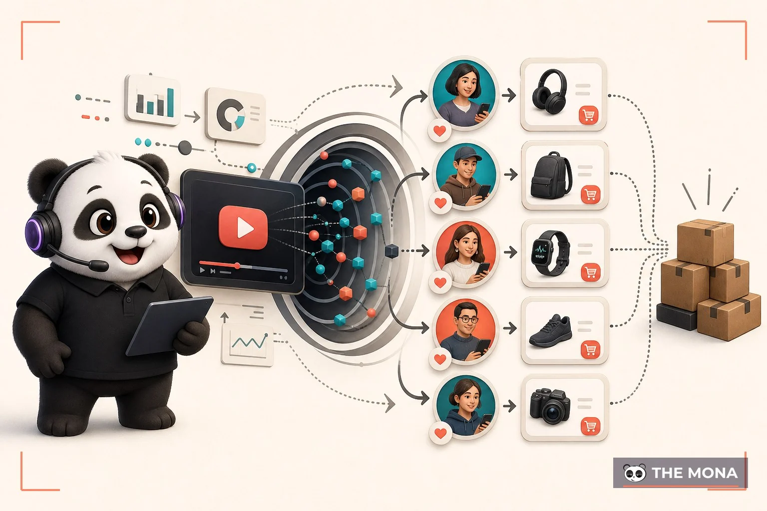 Gấu thương hiệu minh họa nội dung TikTok Shop dẫn khách đến đơn hàng