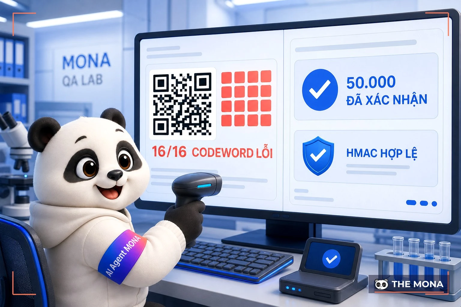 MONA kiểm thử mã QR và tín hiệu tiền