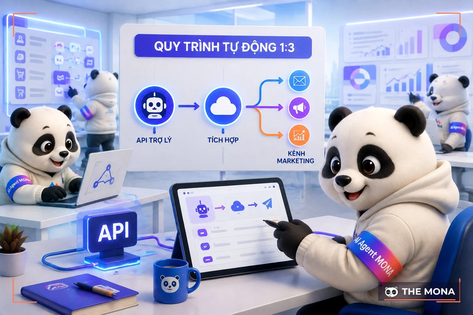 Đội gấu MONA đang thực hiện dùng api để liên kết copilot với công cụ marketing tạo chuỗi quy trình tự động 13 trong bối cảnh làm việc thực tế