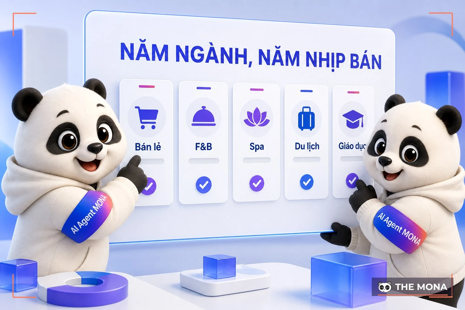 Hai gấu MONA xếp năm thẻ ngành bán lẻ tới giáo dục lên bảng