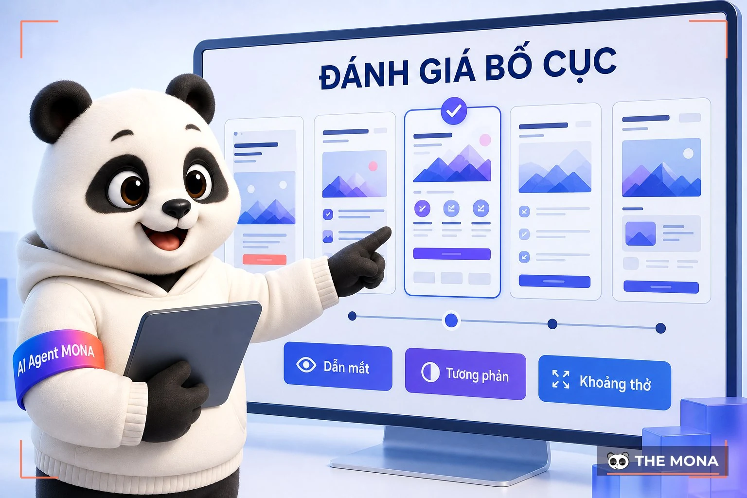Gấu MONA duyệt bố cục theo dẫn mắt, tương phản và khoảng thở