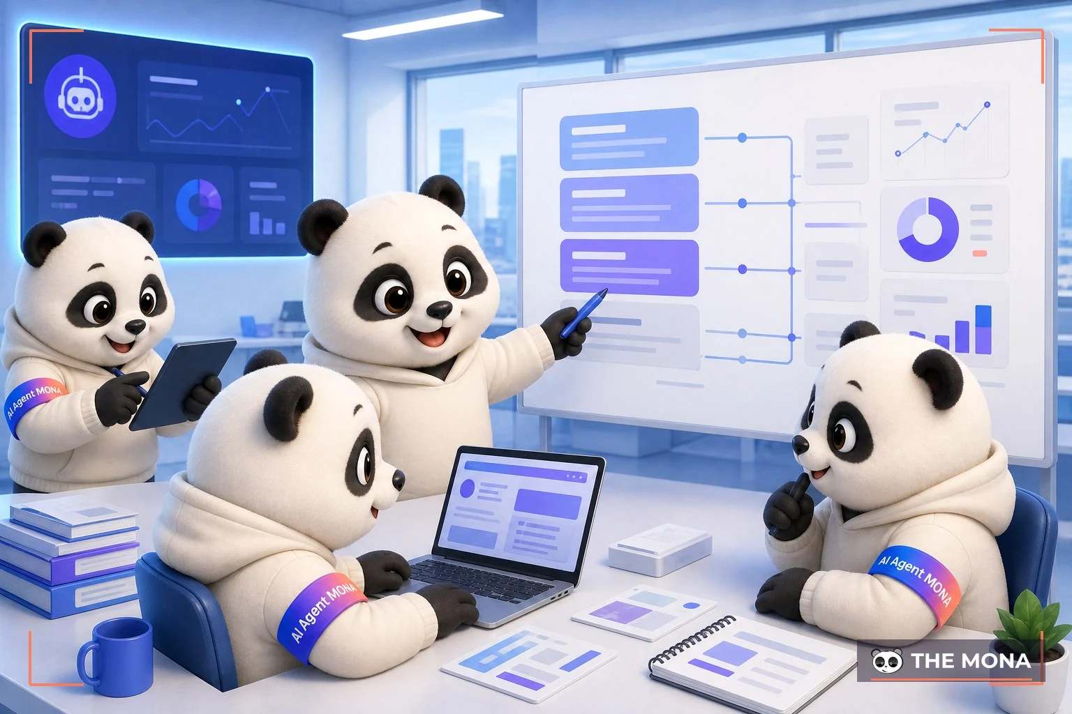 Đội gấu MONA đang thực hiện công thức prompt 4 lớp ép ai bám đúng giọng thương hiệu trong bối cảnh làm việc thực tế