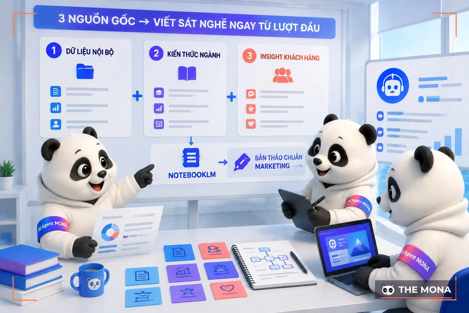 Đội gấu MONA đang thực hiện vào notebooklm cho marketing bằng 3 nguồn gốc để ai viết sát nghề ngay từ lượt đầu trong bối cảnh làm việc thực tế