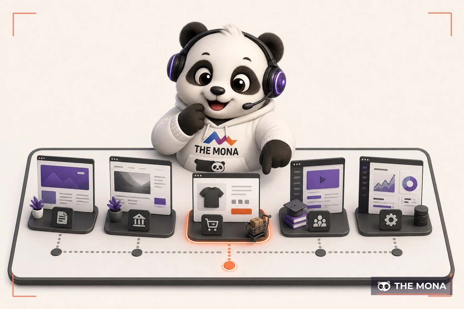Gấu MONA so sánh năm loại website theo mô hình sử dụng