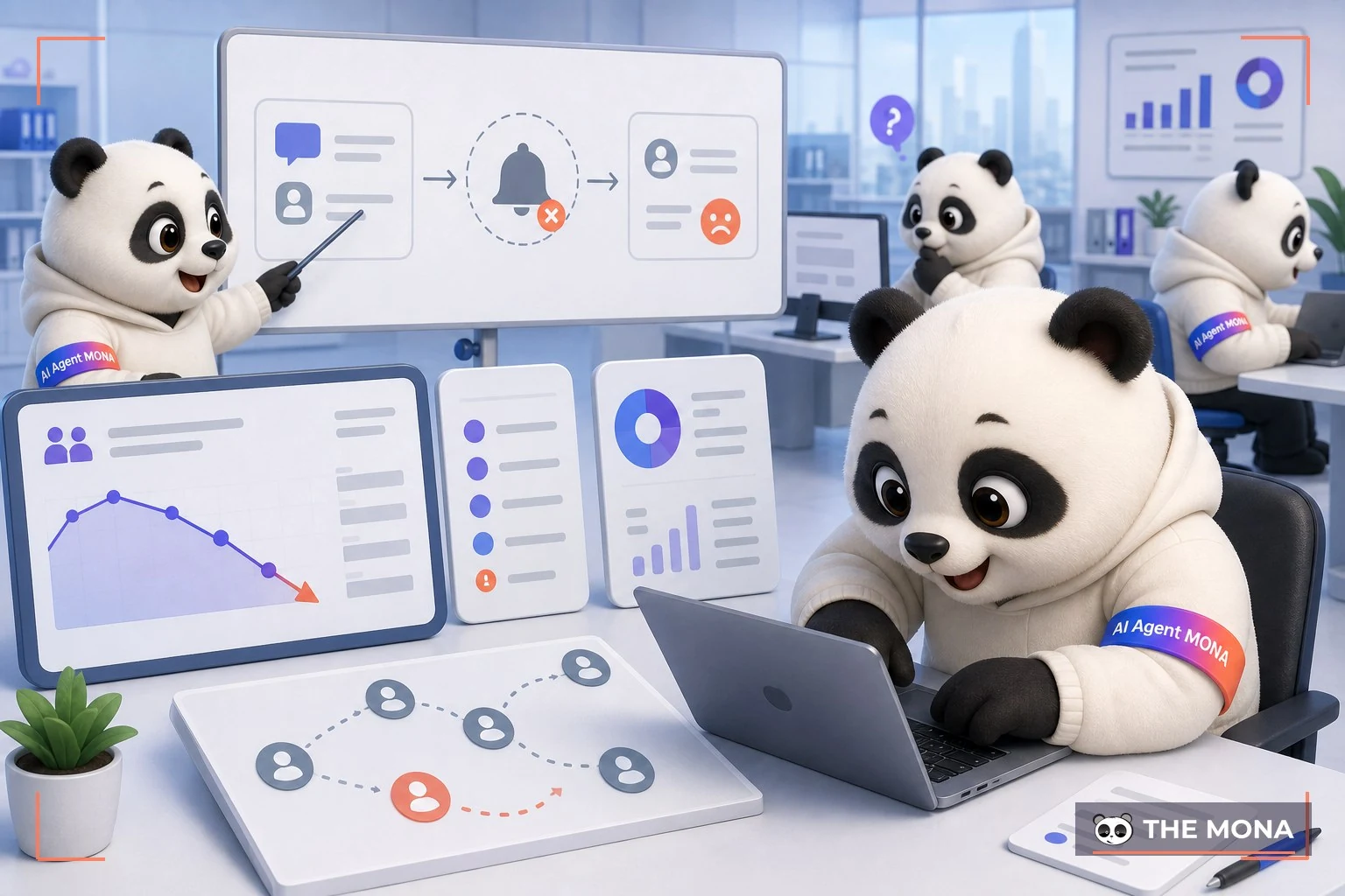 Đội gấu MONA đang thực hiện mất khách vì không ai nhắc đúng lúc trong bối cảnh làm việc thực tế