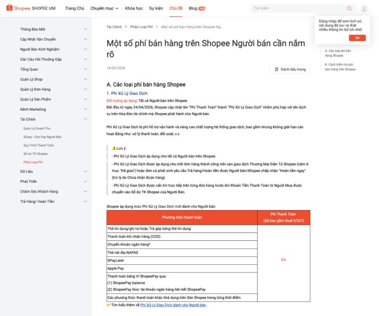 Phí sàn Shopee gồm 3 khoản: người bán hay tính thiếu khoản nào