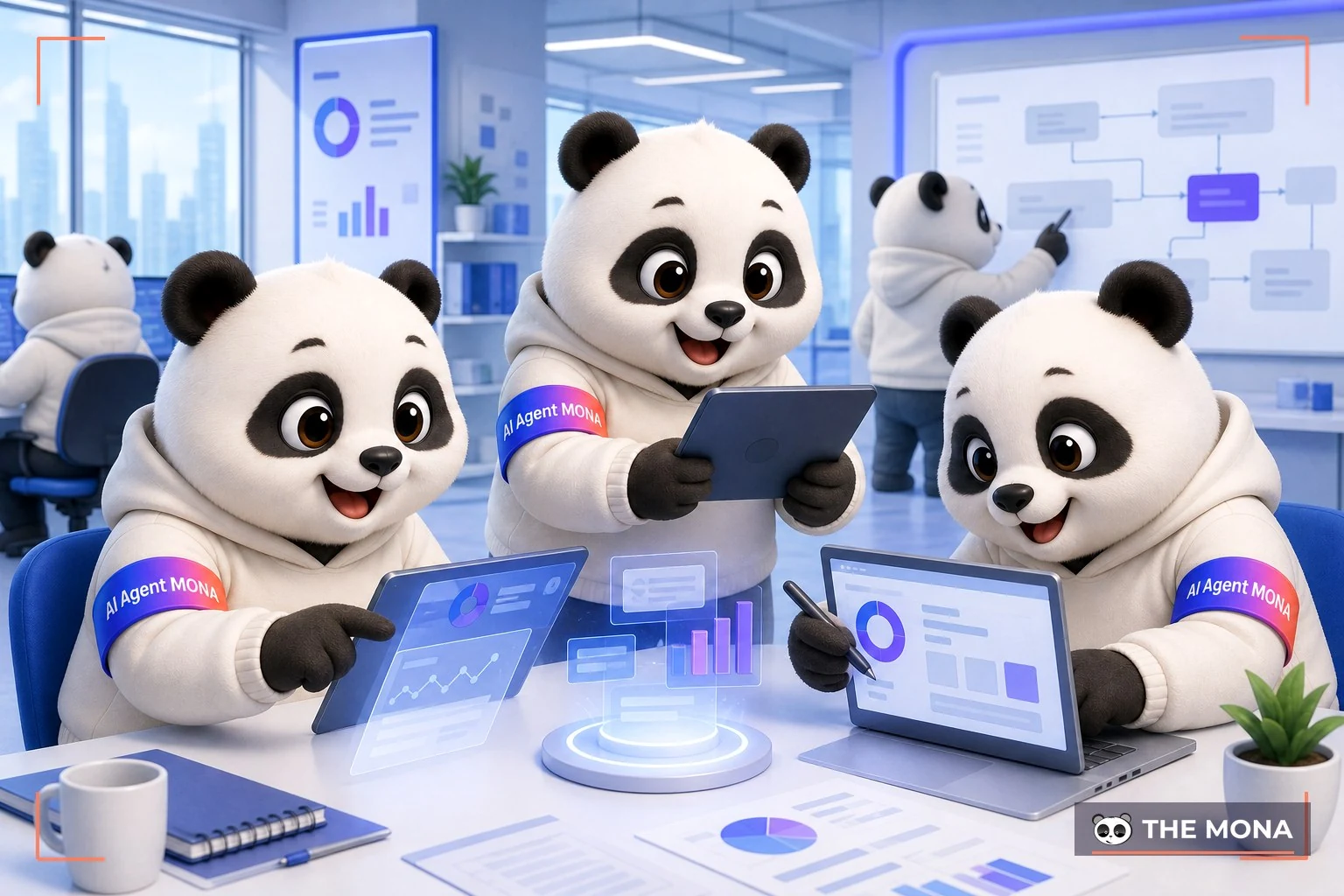 Đội gấu MONA đang thực hiện pika và luma công cụ hỗ trợ công việc tốt hơn trong bối cảnh làm việc thực tế