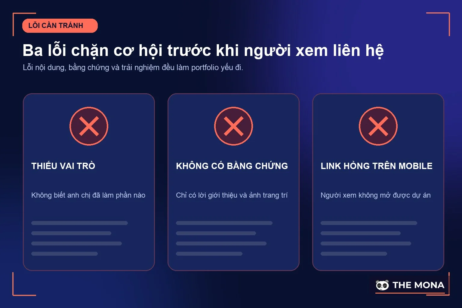 Ba lỗi nội dung và trải nghiệm làm portfolio yếu