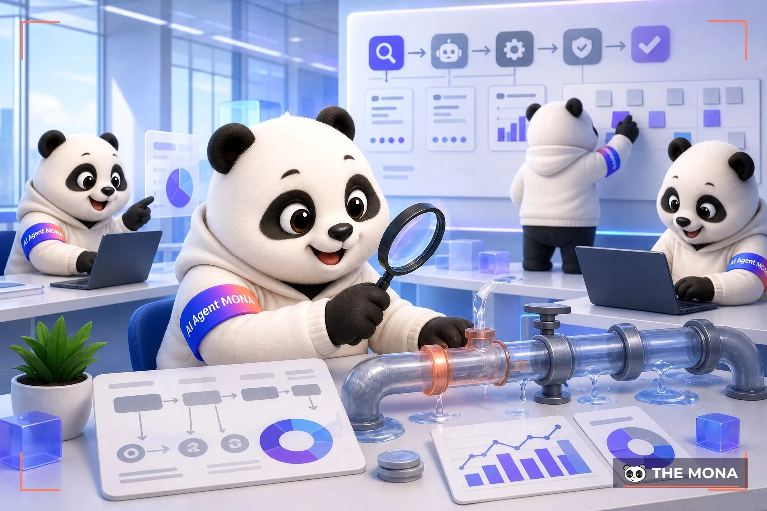 Đội gấu MONA đang thực hiện quy trình tự động hoá doanh nghiệp bắt đầu từ chỗ tiền đang rò mỗi ngày trong bối cảnh làm việc thực tế