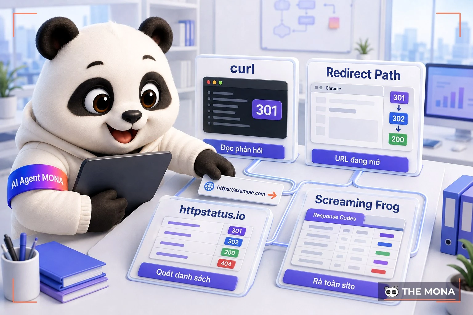 Gấu MONA chọn công cụ đọc phản hồi và kiểm danh sách URL