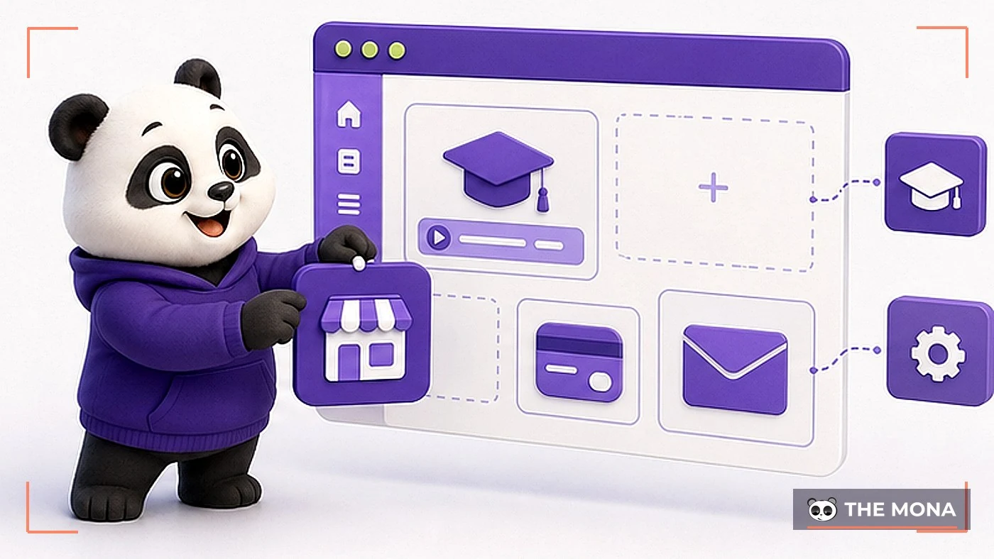 Gấu MONA cấu hình SaaS bán khóa học thương hiệu riêng