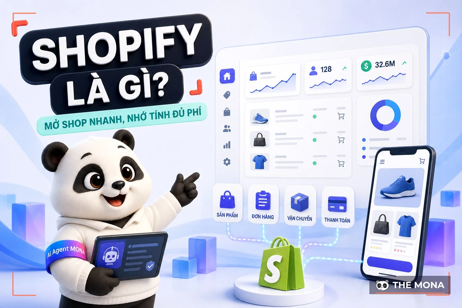 Gấu MONA giới thiệu dashboard Shopify và cửa hàng bán hàng trực tuyến
