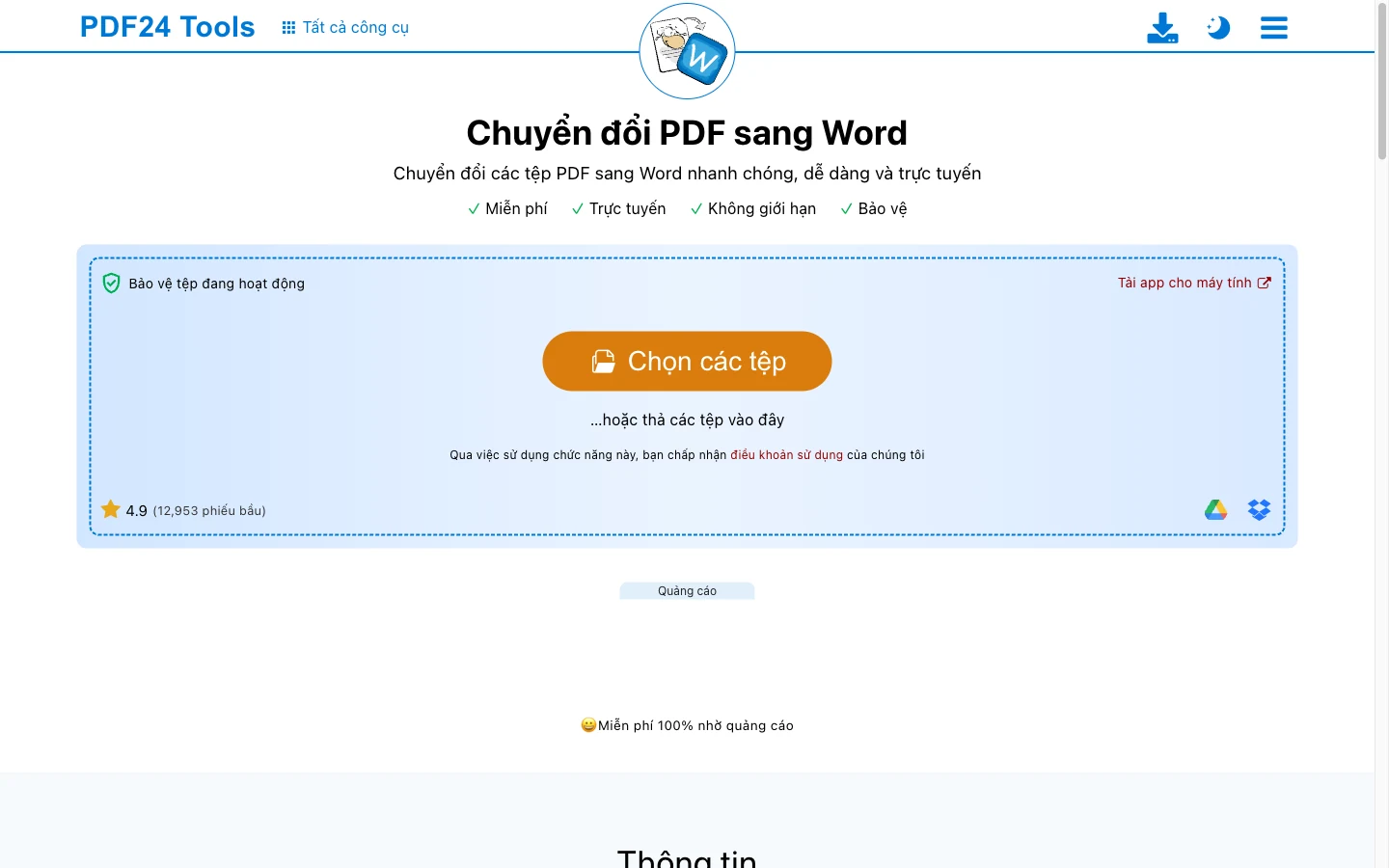 Trang PDF sang Word của PDF24