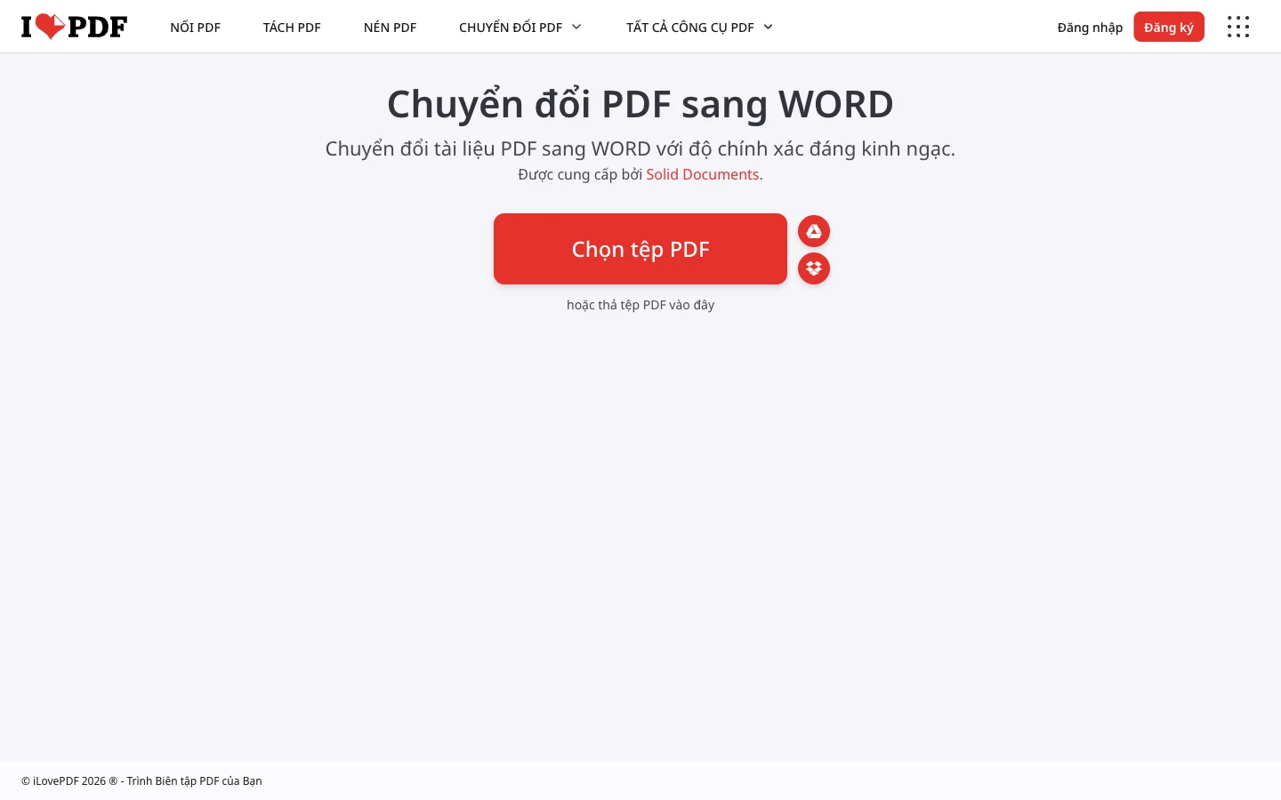 Trang chuyển PDF sang Word của iLovePDF