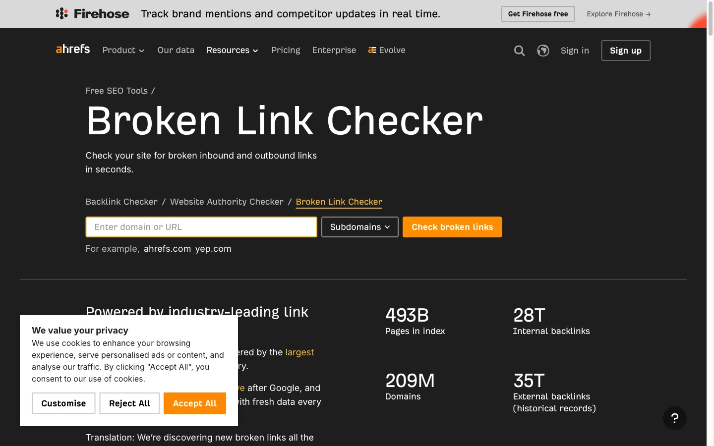 Ahrefs Broken Link Checker bản miễn phí