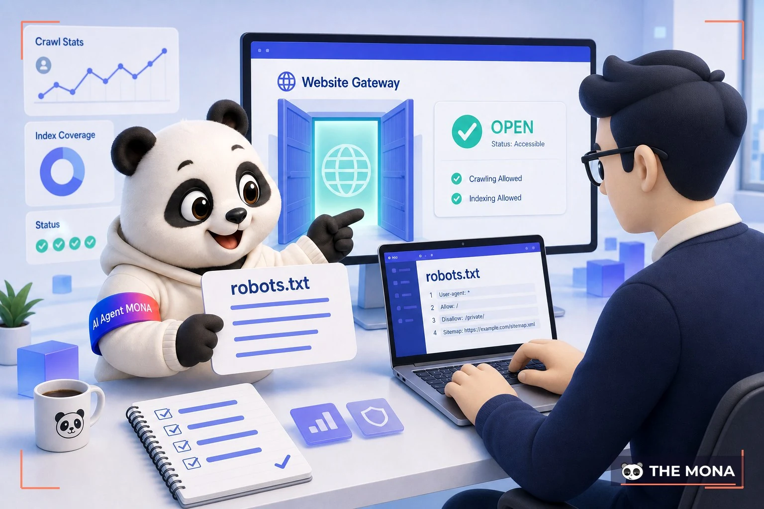 gấu MONA hướng dẫn sửa robots.txt mở cho bot AI