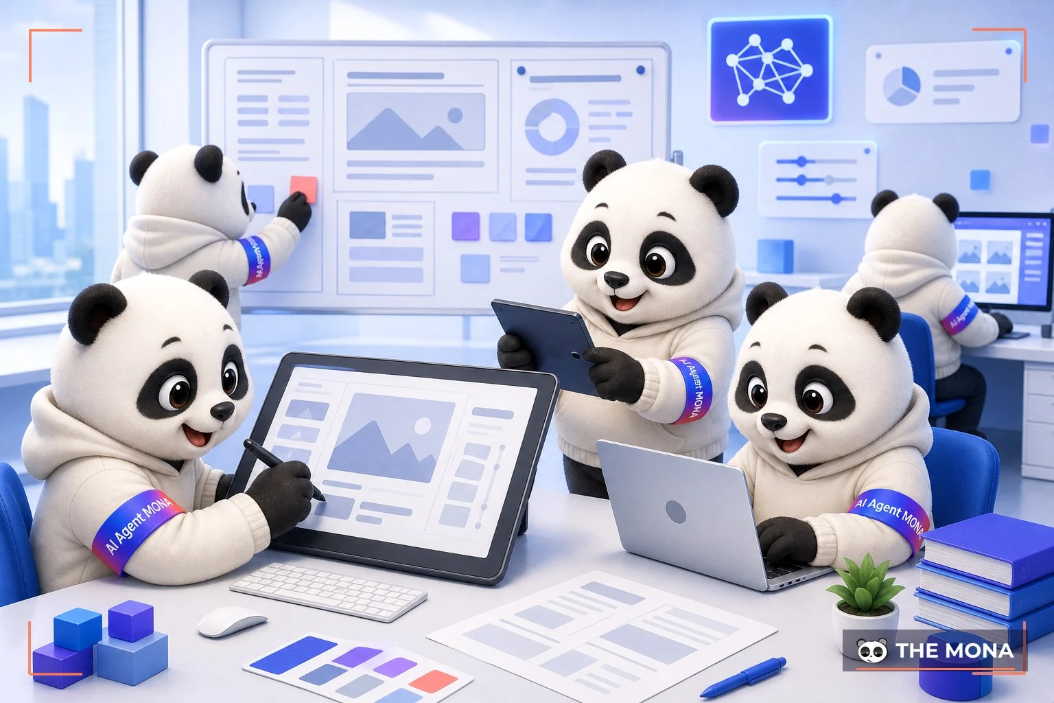 Đội gấu MONA đang thực hiện chọn mô tả chi tiết bí kíp để ideogram tạo ảnh chất lượng cao trong bối cảnh làm việc thực tế