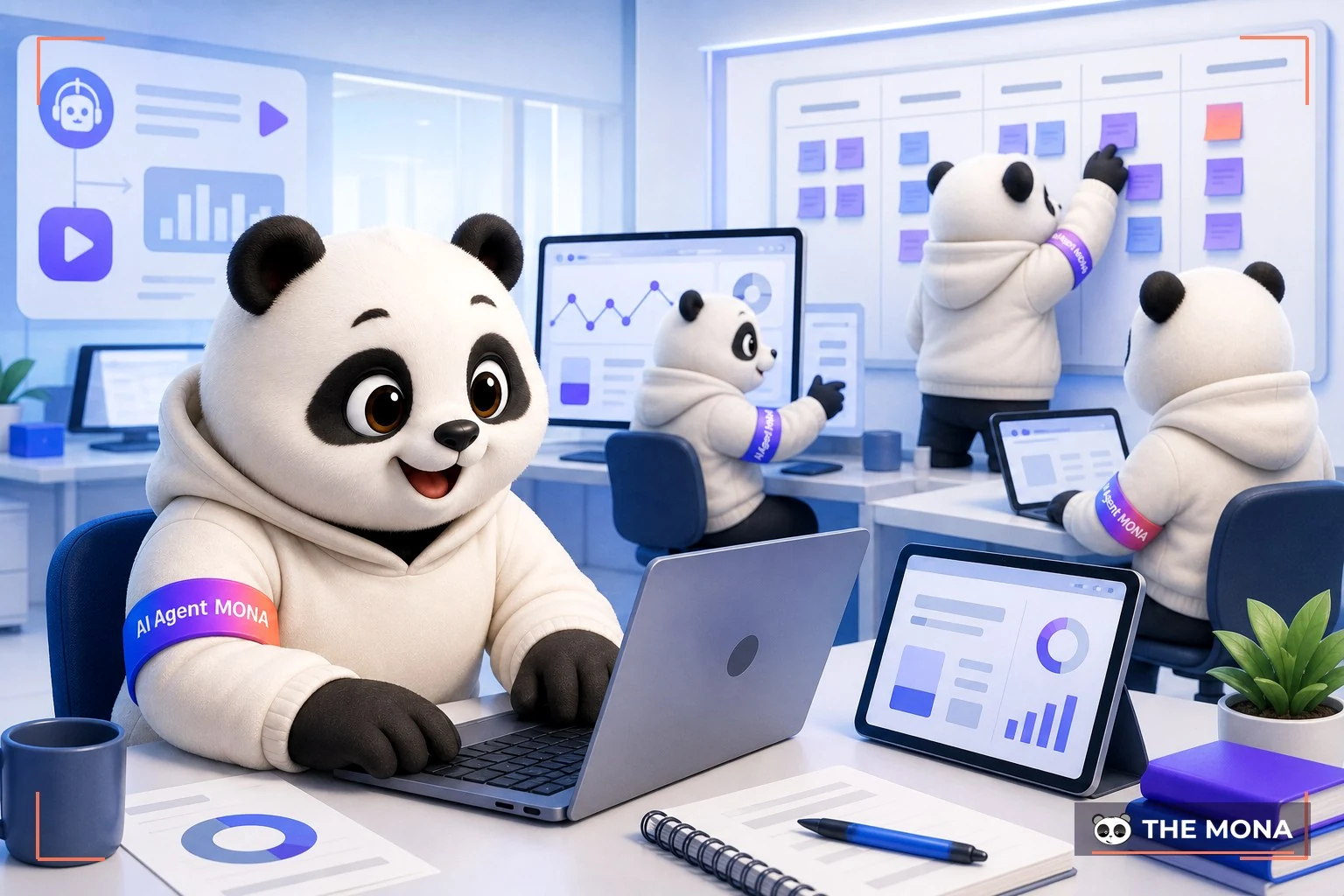Đội gấu MONA đang thực hiện tích hợp kling vào quy trình làm việc bí kíp tiết kiệm 5 giờ mỗi tuần trong bối cảnh làm việc thực tế