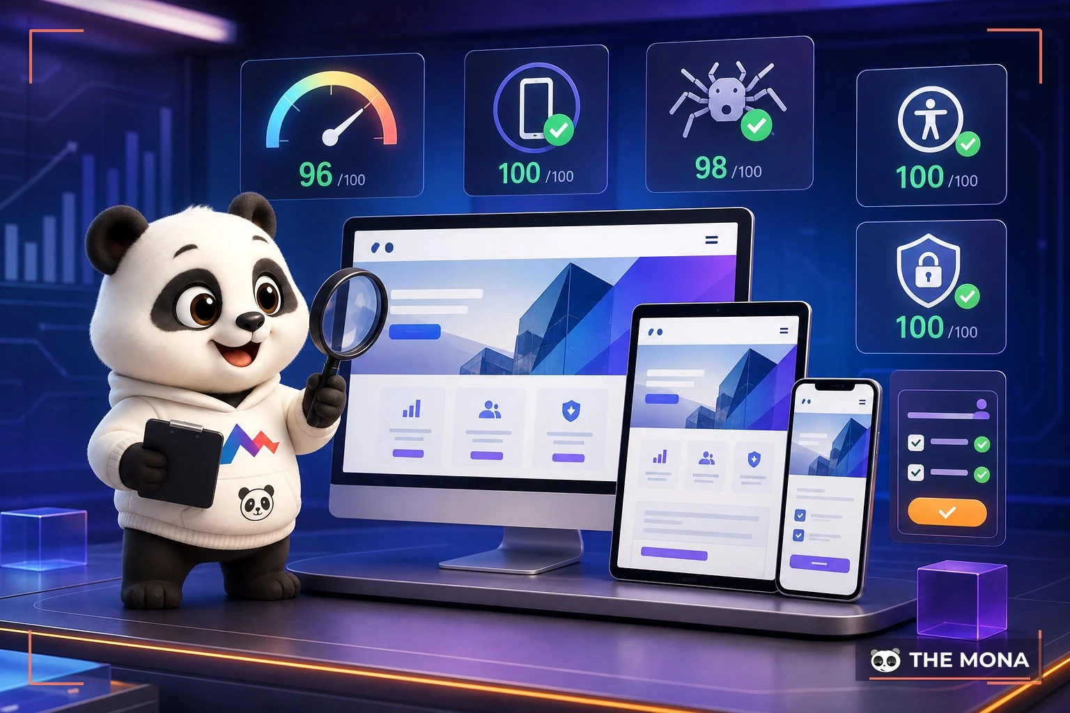 Gấu MONA kiểm thử thiết kế website trên nhiều thiết bị
