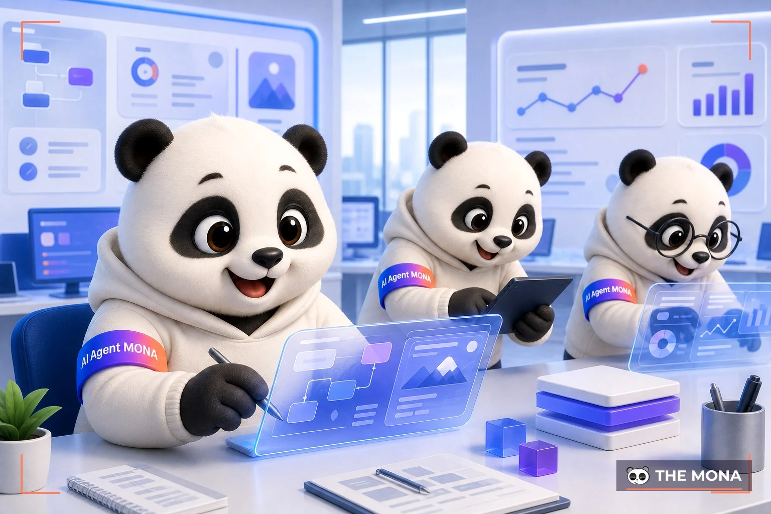 Đội gấu MONA đang thực hiện tích hợp nano banana bí kíp tối ưu hoá quy trình công việc trong bối cảnh làm việc thực tế
