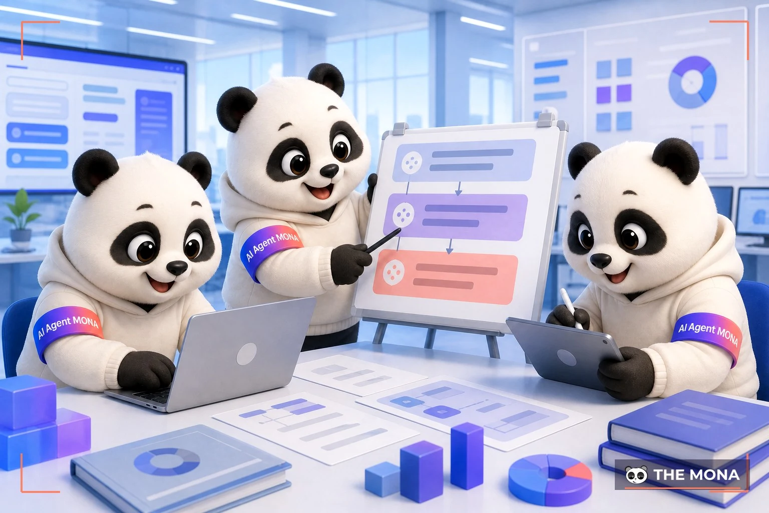 Đội gấu MONA đang thực hiện bí kíp tạo prompt 3 lớp giúp ai hiểu đúng yêu cầu trong bối cảnh làm việc thực tế