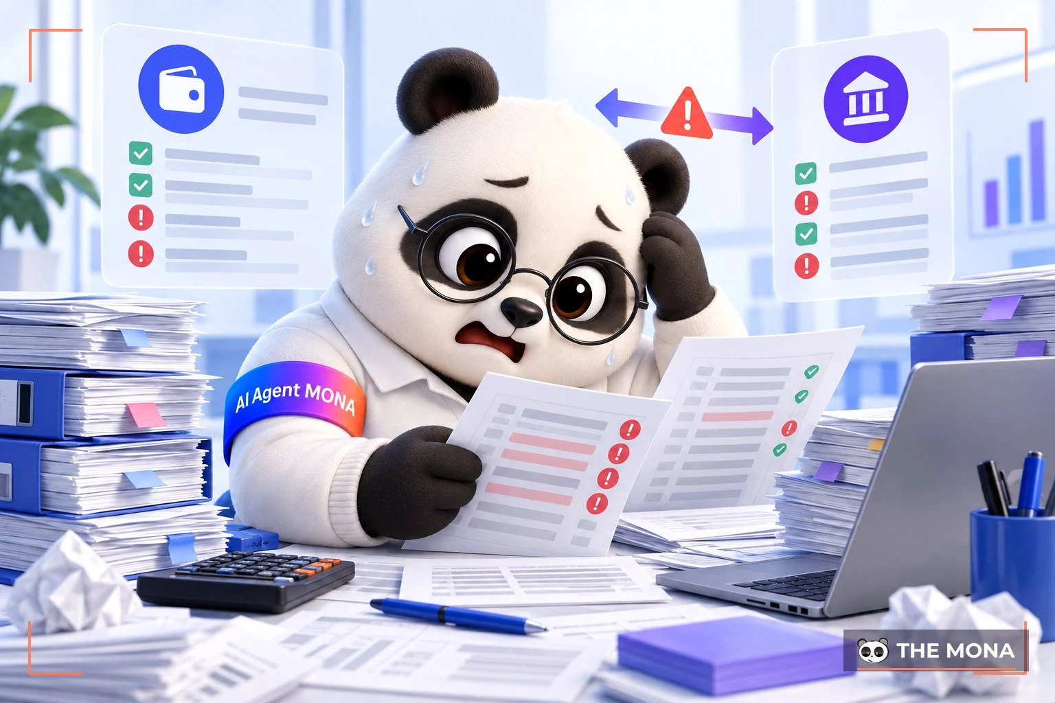 Gấu MONA kế toán mệt mỏi vì đối soát sổ sách
