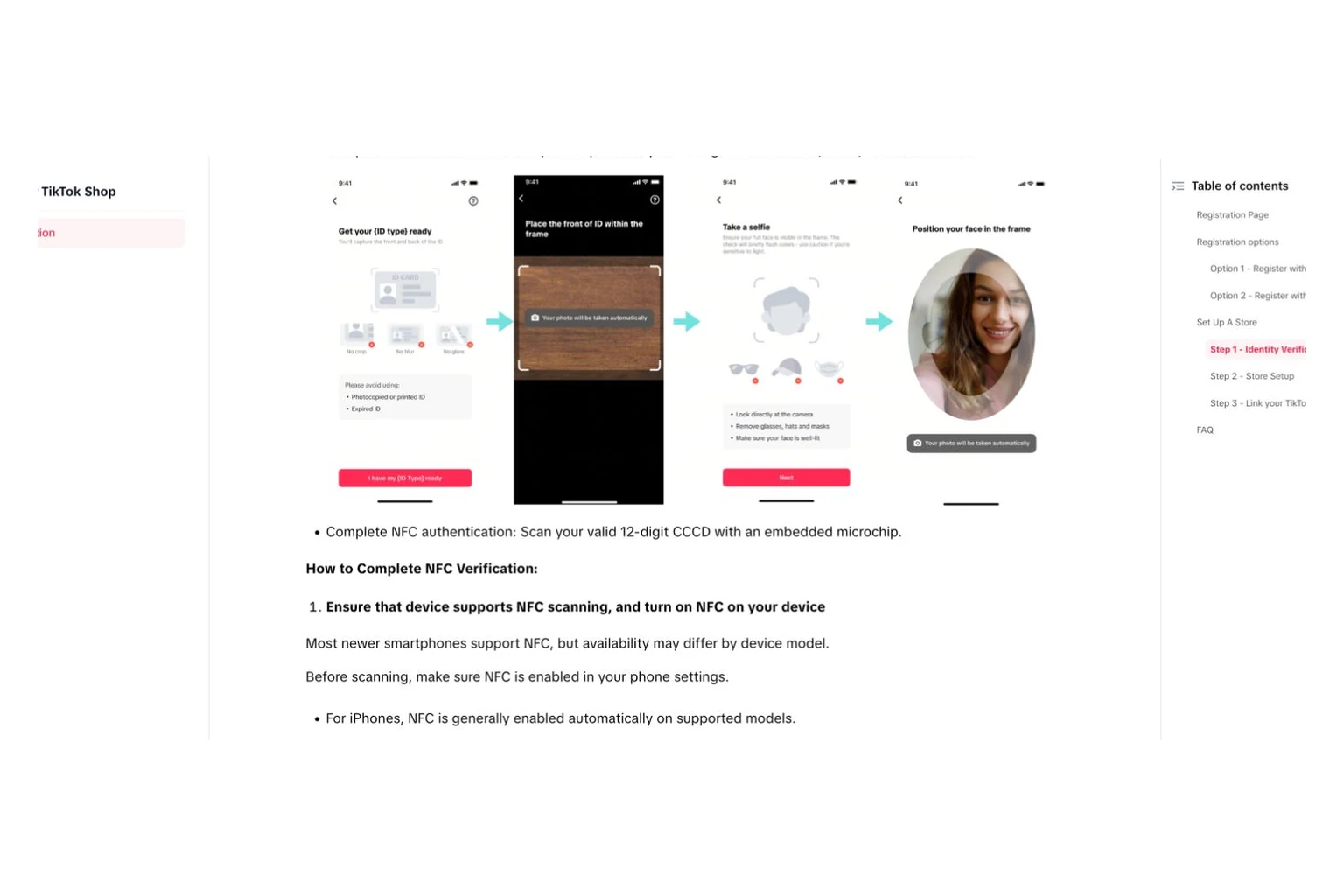 Quy trình xác thực CCCD gắn chip NFC khi đăng ký TikTok Shop