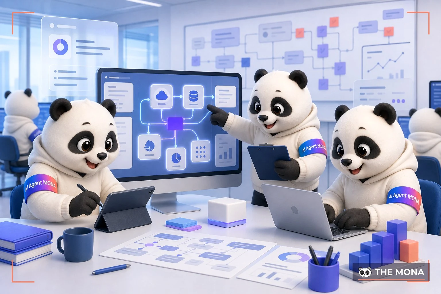 Đội gấu MONA đang thực hiện sử dụng api để kết nối nhiều công cụ bí kíp tăng năng suất trong bối cảnh làm việc thực tế