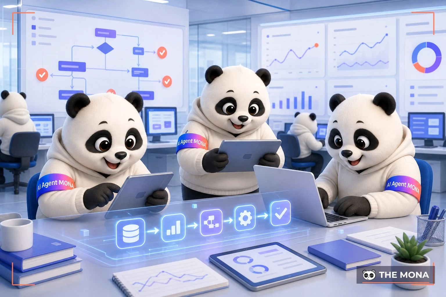 Đội gấu MONA đang thực hiện tối ưu hoá quy trình làm việc tự động hoá với dữ liệu thời gian thực trong bối cảnh làm việc thực tế