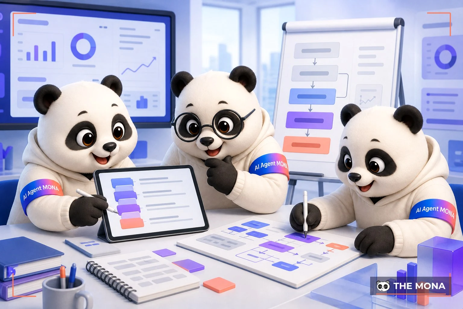 Đội gấu MONA đang thực hiện công thức prompt 4 lớp ép ai bám đúng giọng thương hiệu trong bối cảnh làm việc thực tế