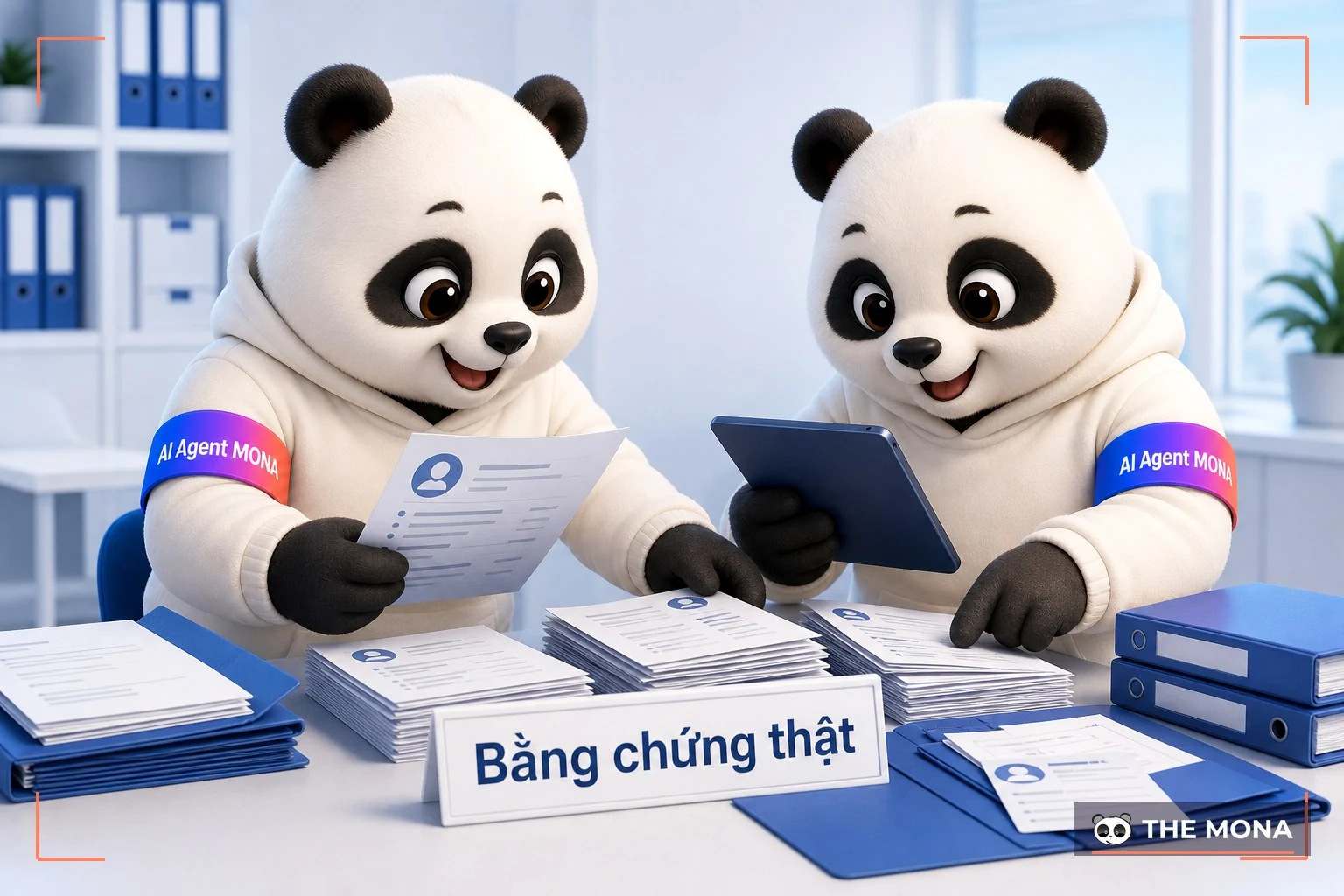Hai gấu MONA phân loại hồ sơ bằng chứng thật theo ngành