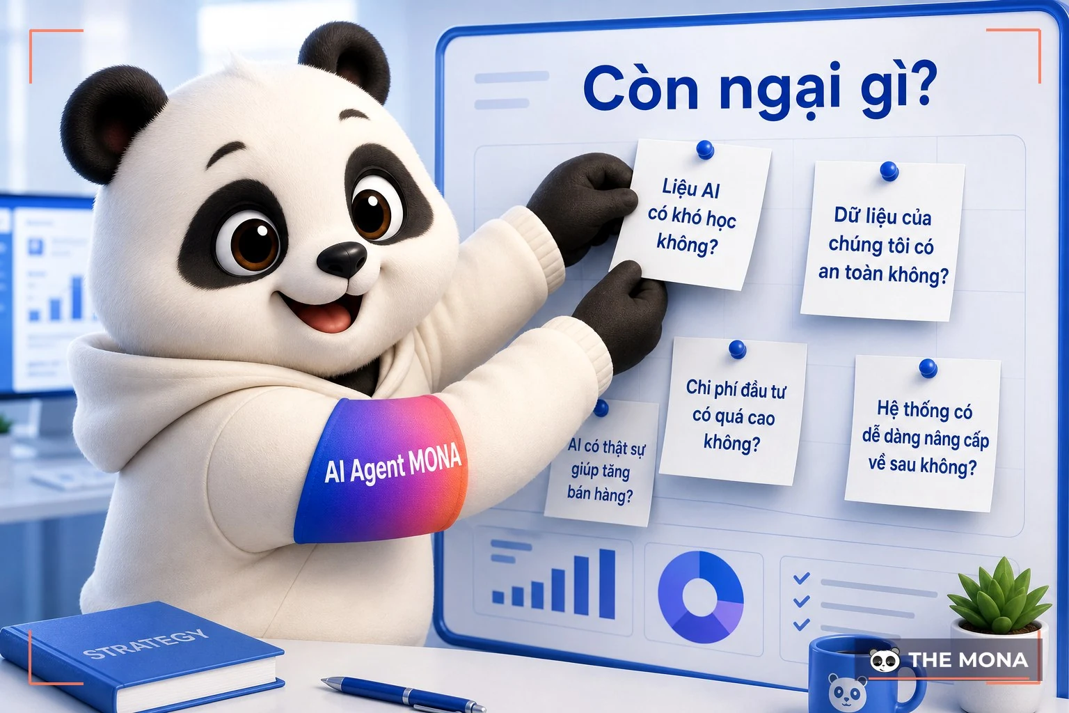 Gấu MONA ghim các câu hỏi khách còn ngại lên bảng