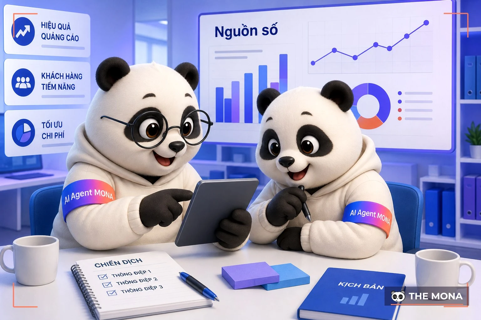 Hai gấu MONA đối chiếu nguồn số của từng thông điệp chiến dịch